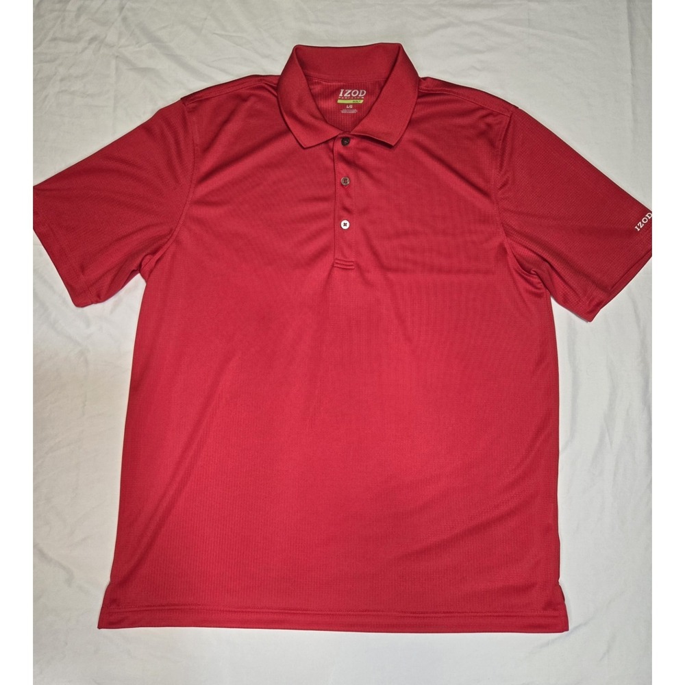 Izod Performance Red Golf Polo Shirt Short Sleeve Logo Casual Mens Size Large